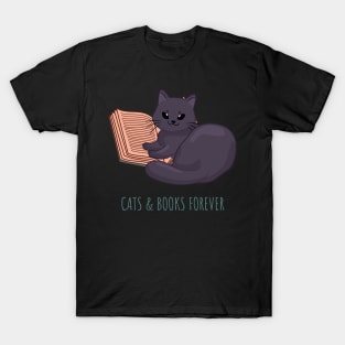 Easily Distracted by Cats and Books T-Shirt